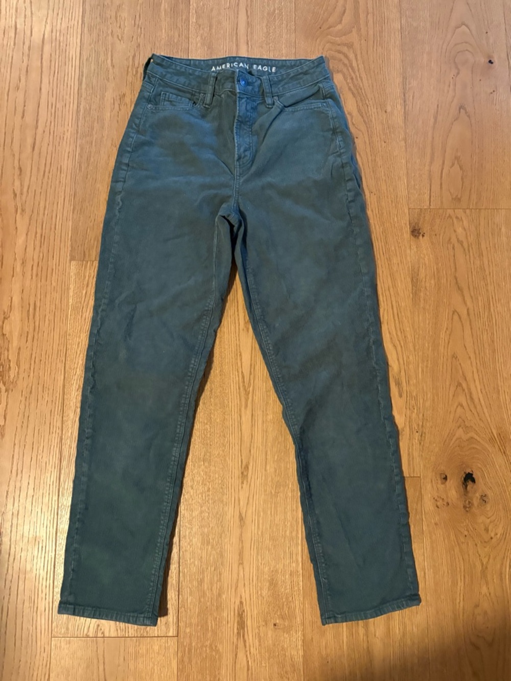 American Eagle Corduroy High-Rise Pants — Dark Green